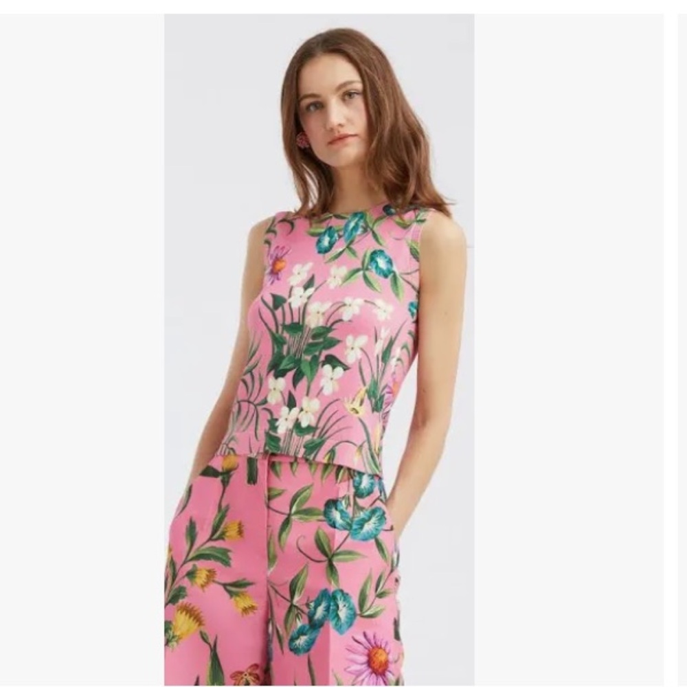 Oscar de la Renta 2 pieces Floral set Tapestry cardigan in pink. retail $3400 - Picture 2 of 8